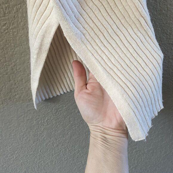 Free People Sweater Billie Mock Neck Womens XS Ivory Crop Ribbed Oversized Boho - Picture 8 of 15